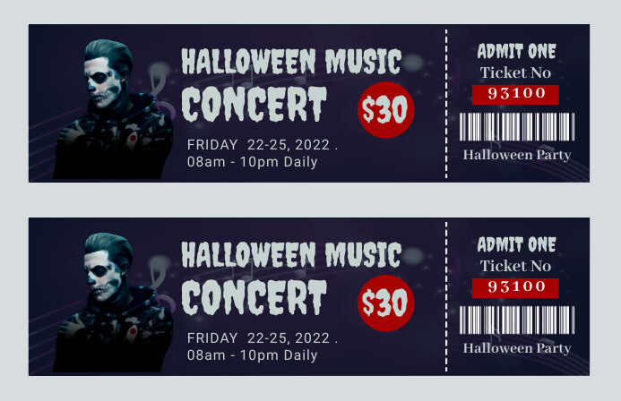 halloween tickets, movie tickets Tabloid template