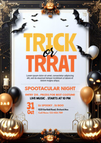 White Halloween Party A5 Template