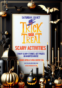 Halloween Trick or Treat Night Party Flyer Template A5