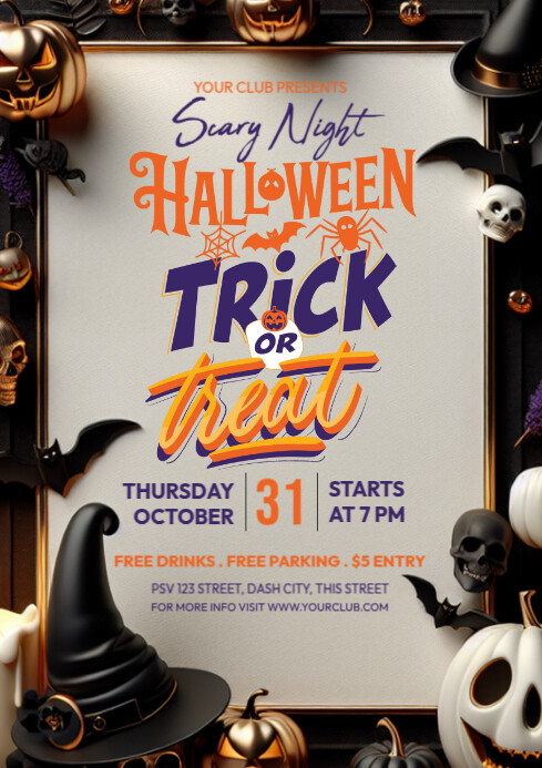 Halloween Trick or Treat Party Template | PosterMyWall