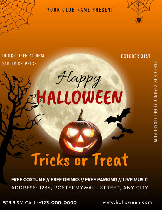 Halloween Tricks or Treat Banner Template | PosterMyWall