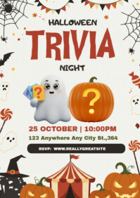白色 Halloween Trivia Night A2 Template