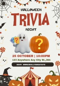 Halloween Trivia Night Poster Template – Spooky Quiz & Costume Party Flyer A2