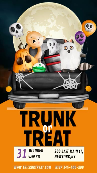 Halloween trunk or treat, trick or treat Instagram Story template