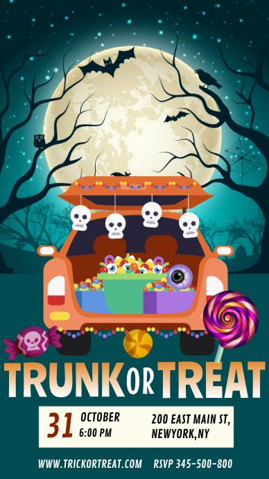 Halloween trunk or treat, trick or treat Instagram Story template