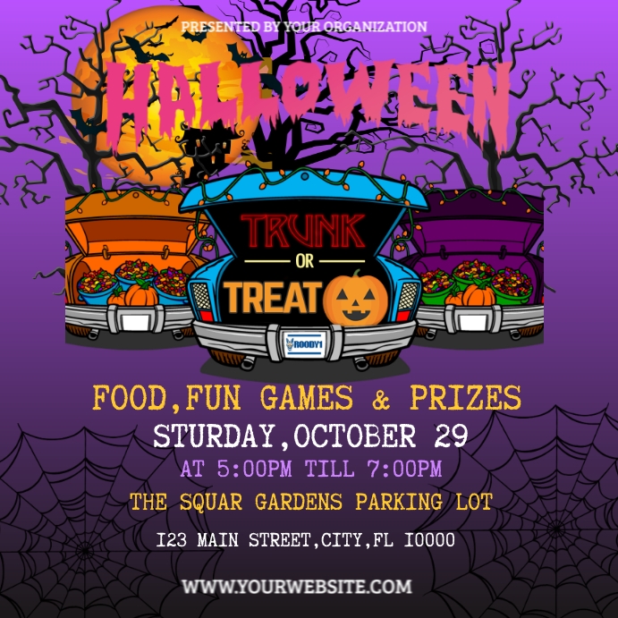 Halloween trunk or treat flyers templates Publicação no Instagram