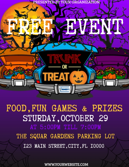 Halloween trunk or treat flyers templates PosterMyWall