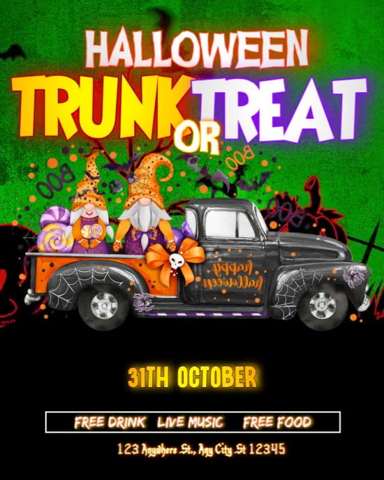 Halloween trunk or treat instagram portrait Template | PosterMyWall