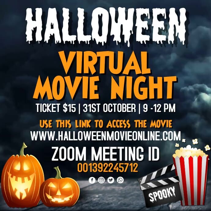 halloween video, halloween movie night Instagram Post template