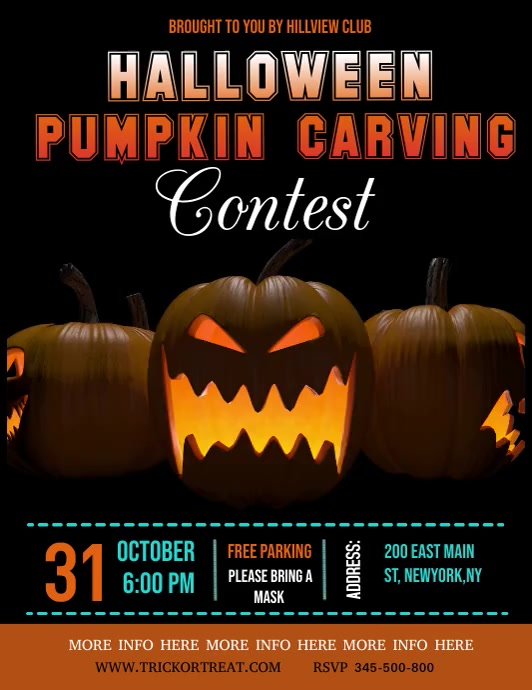 halloween video template, pumpkin carving Ulotka (US Letter)