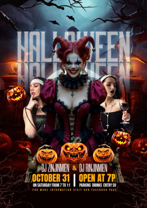 Black Halloween Party A4 Template | PosterMyWall