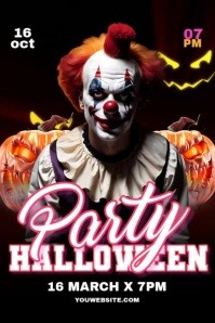 Hitam Halloween Party Poster Template