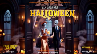 Halloween dinner Night Invitation Instagram Story Ekran reklamowy (16:9) template