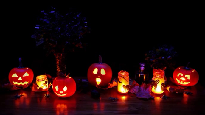 Halloween Virtual Green Screen Background Präsentation (16:9) template