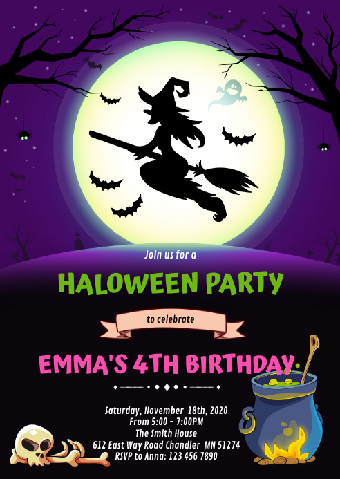 Modele Invitation D Anniversaire De Sorciere D Halloween Postermywall Modele Invitation D Anniversaire De Sorciere D Halloween Postermywall
