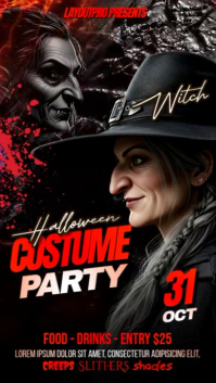 Halloween Witch Costume Party Poster Instagram Story template