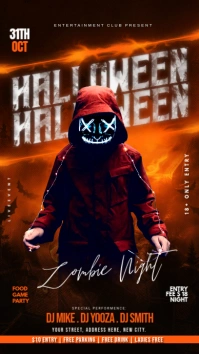 Halloween zombie night party Instagram Story template