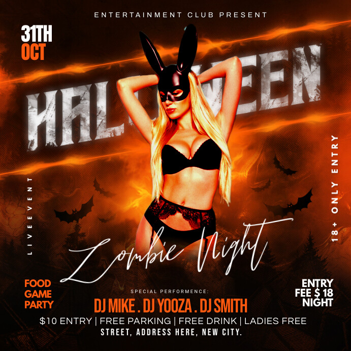 Halloween zombie night party Persegi (1:1) template