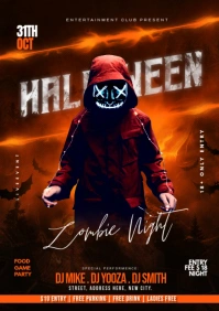 Halloween zombie night party A3 template