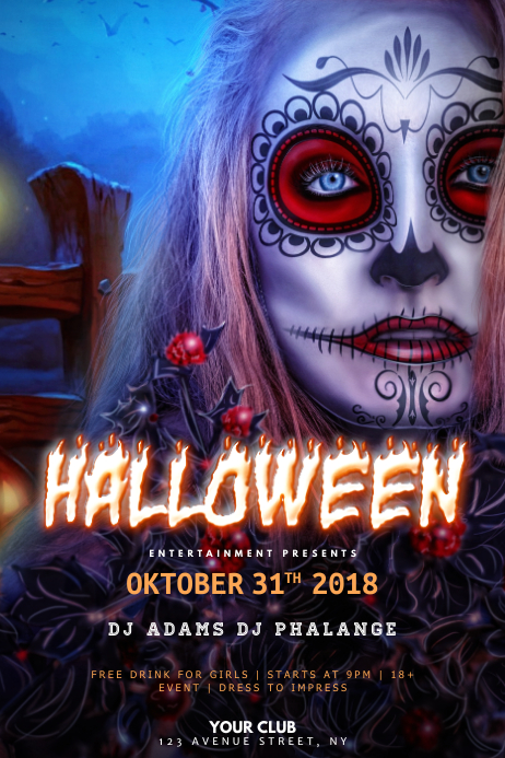 Halloween Zombie Party Flyer Template Плакат