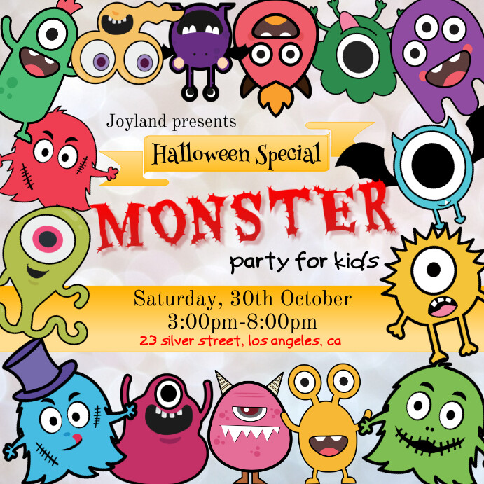 Hallowen, Monster Party Wpis na Instagrama template