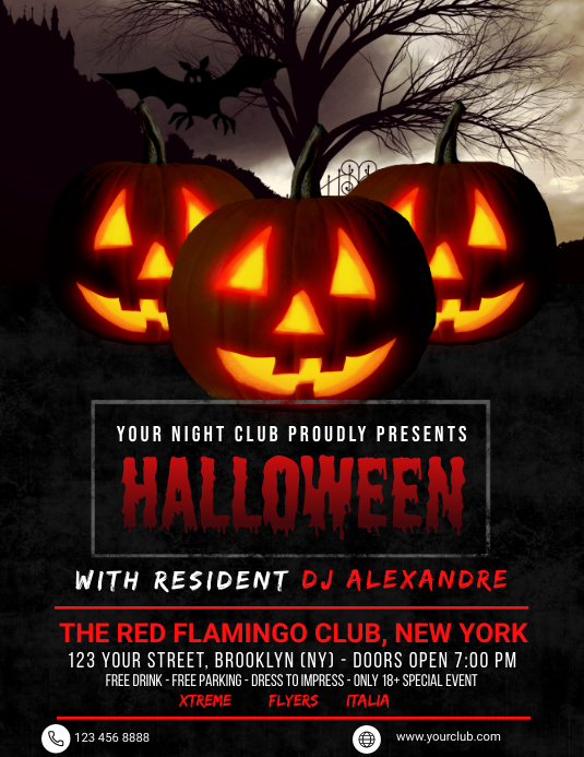 Hallowen Flyer Design, Halloween Party, Hallo Ulotka (US Letter) template