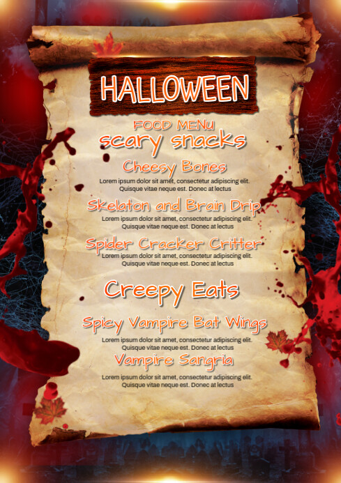 HALLOWEN MENU A4 template