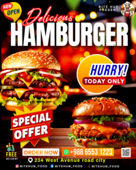 Black Hamburger Promotion Instagram Portrait Template