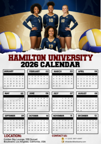 Hamilton University Volleyball Team 2026 A4 template