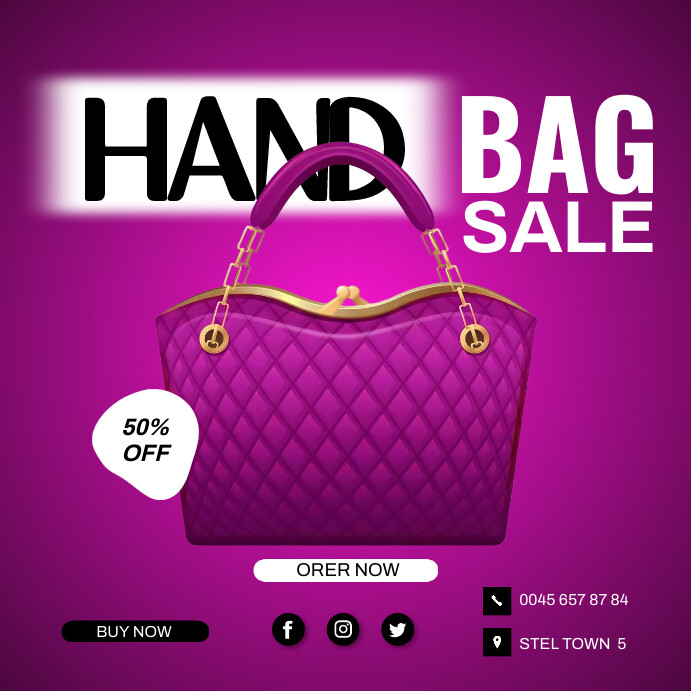 Hand bag's poster template