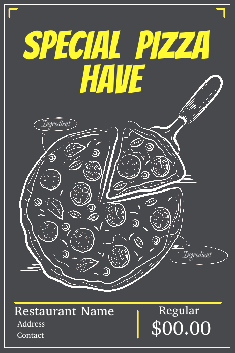 Hand Draw Pizza Flyer Black Background Template PosterMyWall Hand Draw Pizza Flyer Black Background Template PosterMyWall