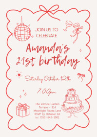 Bianco 21st Birthday Celebration A6 Template