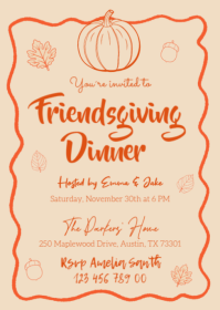 Hand Drawn Friendsgiving Dinner Party Invitation A6 template