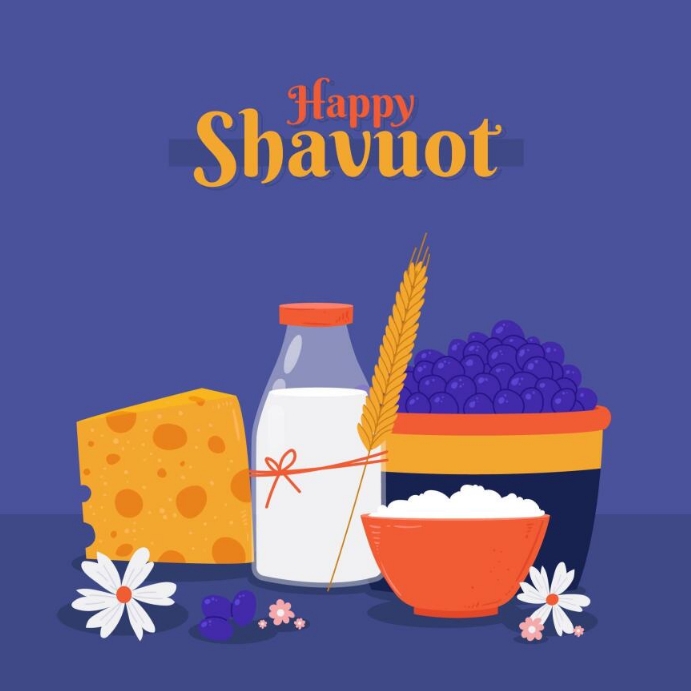 Hand drawn Shavuot illustration Instagram na Post template