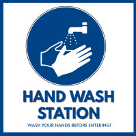 Hand washing station sign Instagram Post template