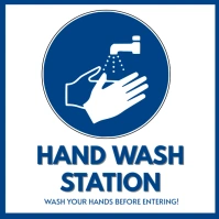 Hand washing station sign Publicação no Instagram template