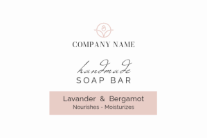 สีขาว handmade soap bar label white and pink colors Label Template