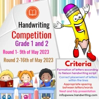 handwriting competition, school poster Instagram Plasing template