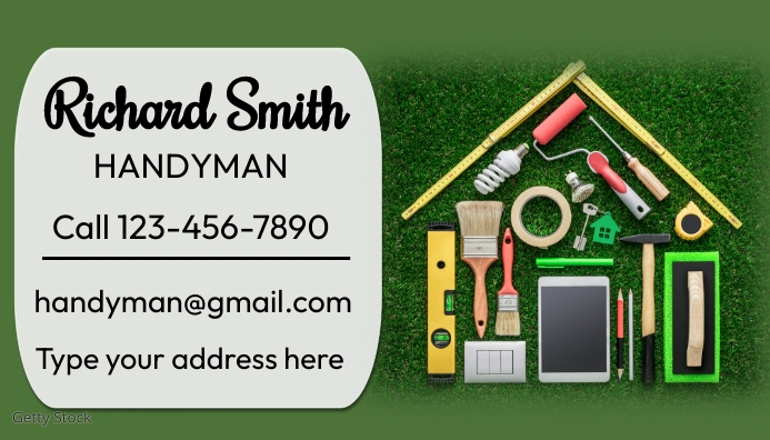 Handyman business card Template | PosterMyWall handyman-business-card-template-postermywall