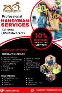 handyman flyer, plumber flyer, construction f Cartaz template