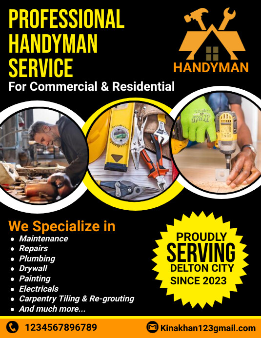 handyman flyer, plumber flyer, construction f template