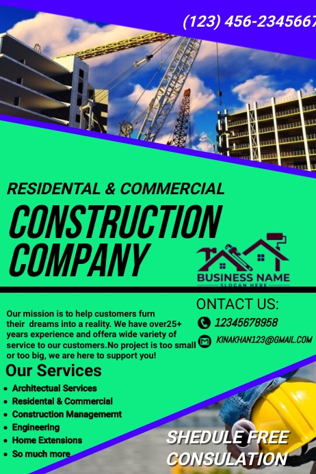 handyman flyer, plumber flyer, construction f Plakat template