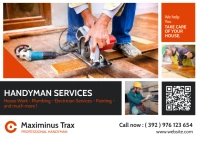 Handyman professional services orange and bla Carte postale template