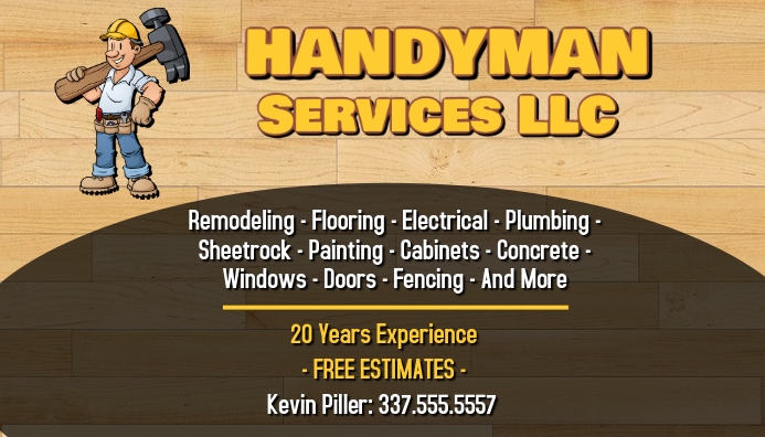 Free Printable Handyman Business Cards