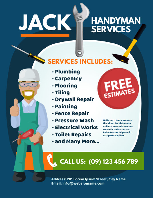 Handyman Services Template Printable Templates Handyman Services Template Printable Templates