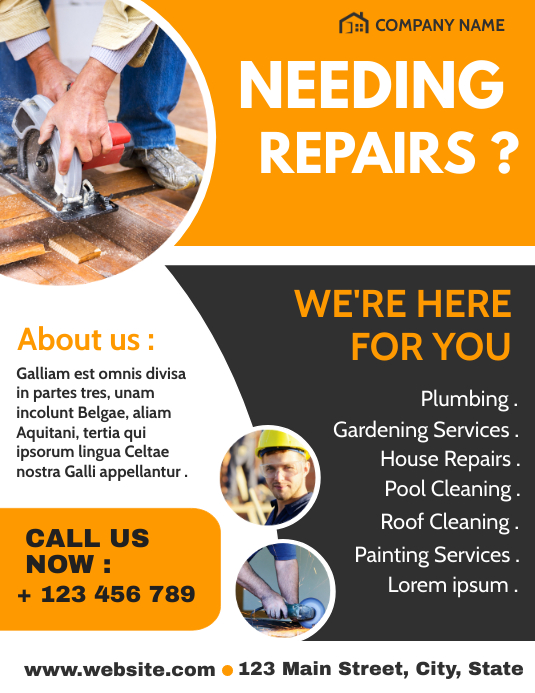 handyman services flyer template design Volante (Carta US)