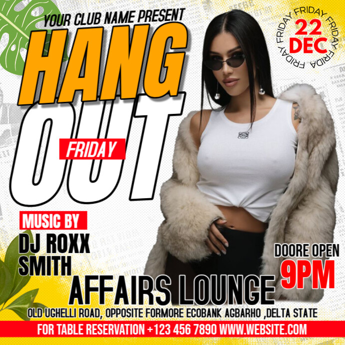 hang out friday Post Instagram template