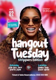 Hangout Tuesday Strippers Party Template A4