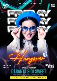 Hangover Friday Night party ad A1 template