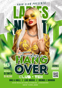 Green Ladies Night Hangover Party A4 Template